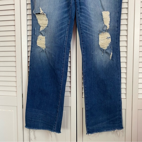 Hudson Zoeey High Rise Deep Cuff Straight Leg Distressed Blue Jeans Size 31 - Picture 2 of 10